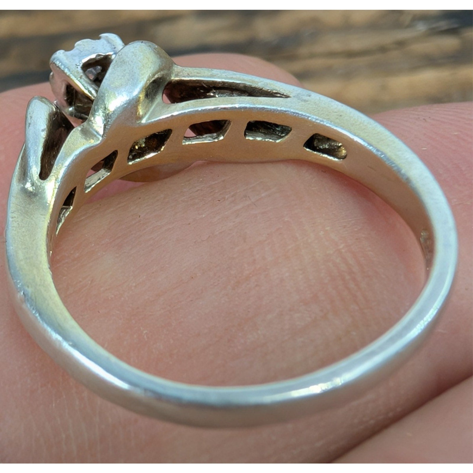 Vintage DIAMOMD Engagement Ring Sterling Silver 925 Size 6 1/2