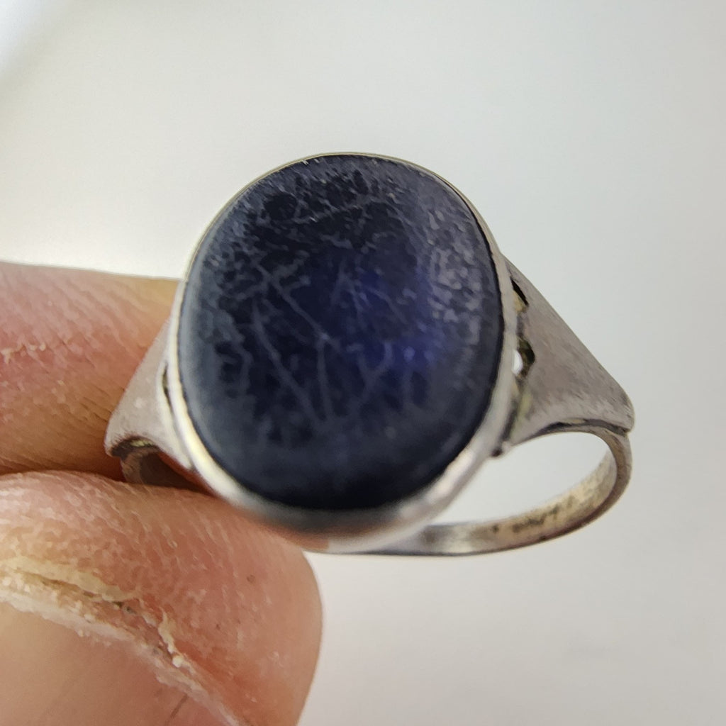 Black Onyx Russian Ring Size 8 Sterling Silver 875 Vintage