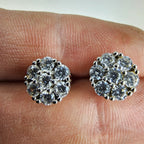 Gemstone Cluster Sterling Silver 925 Stud Earrings Vintage