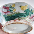 19th C Chinese Famille Rose Scalloped Turquoise 8" Porcelain Bowl Qing Dynasty