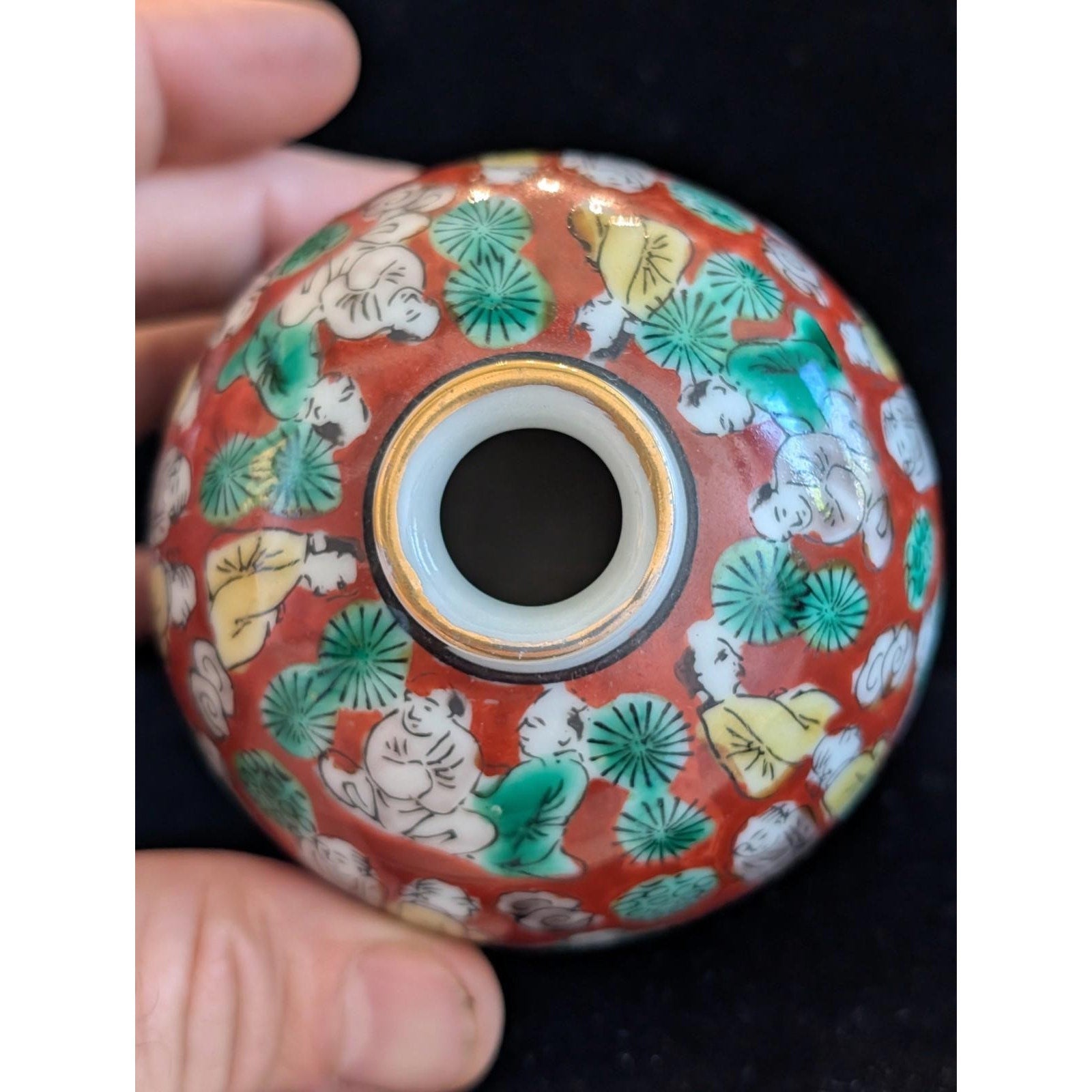 Japanese Mokubei Kutani Style Porcelain Bud Vase Gilt