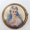 Limoges France Hand Painted Porcelain Miniature Brooch Antique