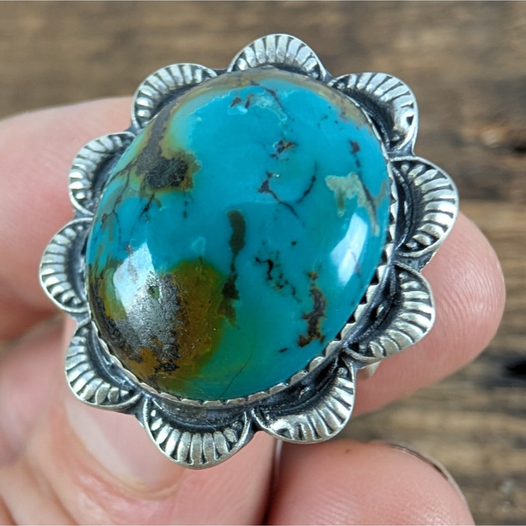 Southwestern Turquoise Sterling Silver 925 Ring Adjustable Size 6 to 11 New