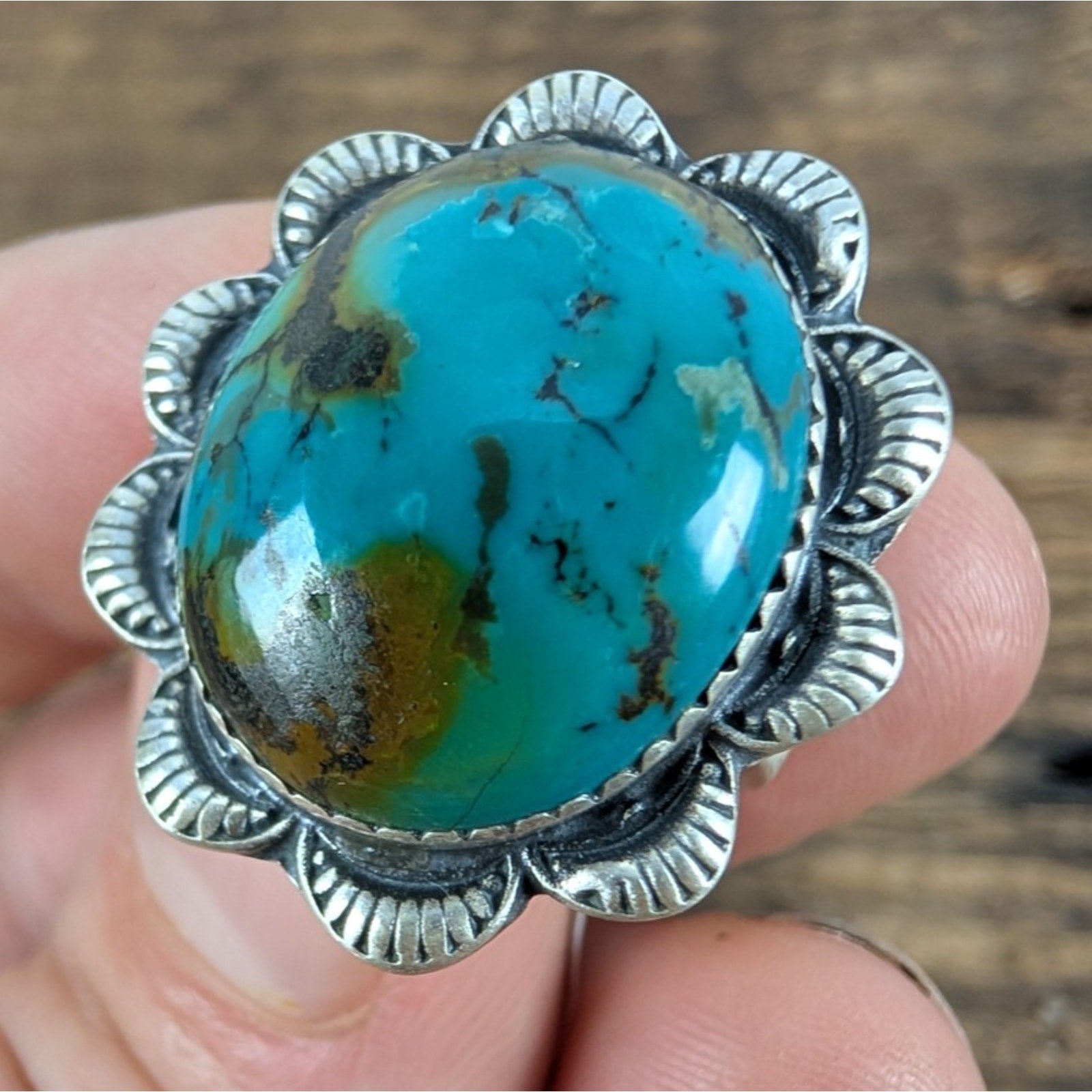 Southwestern Turquoise Sterling Silver 925 Ring Adjustable Size 6 to 11 New