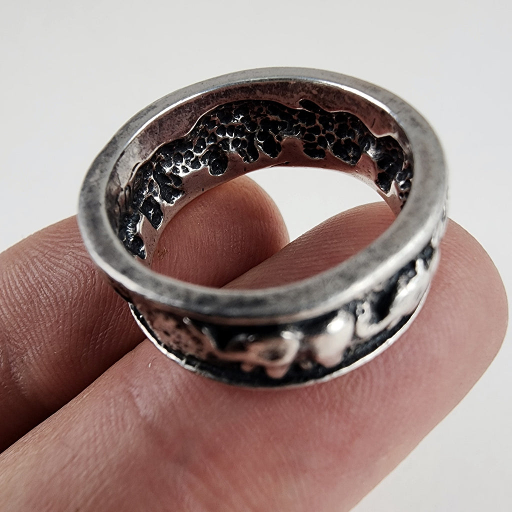 Ted Ott Elephant Eternity Band Ring Size 8 1/4 in Sterling Silver 925