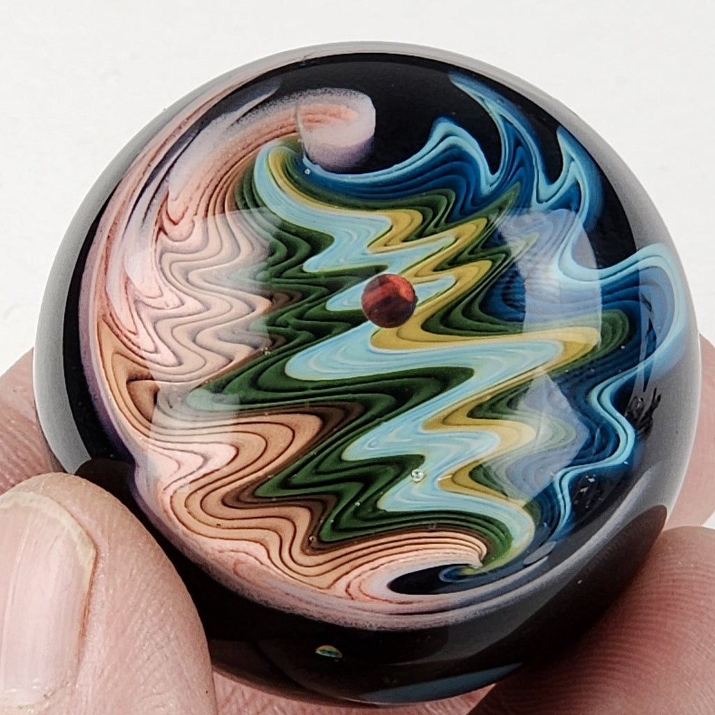 38mm Opal WigWag Dotstack Boro Glass Marble Unsigned Handmade Heady