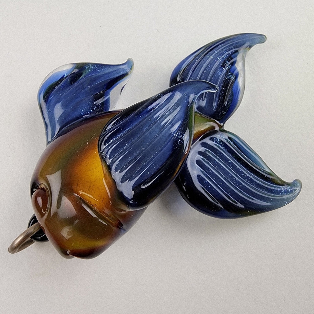 Brent Graber Dichroic Glass Goldfish Koi Fish Pendant 2015 Mr Smiley Boro