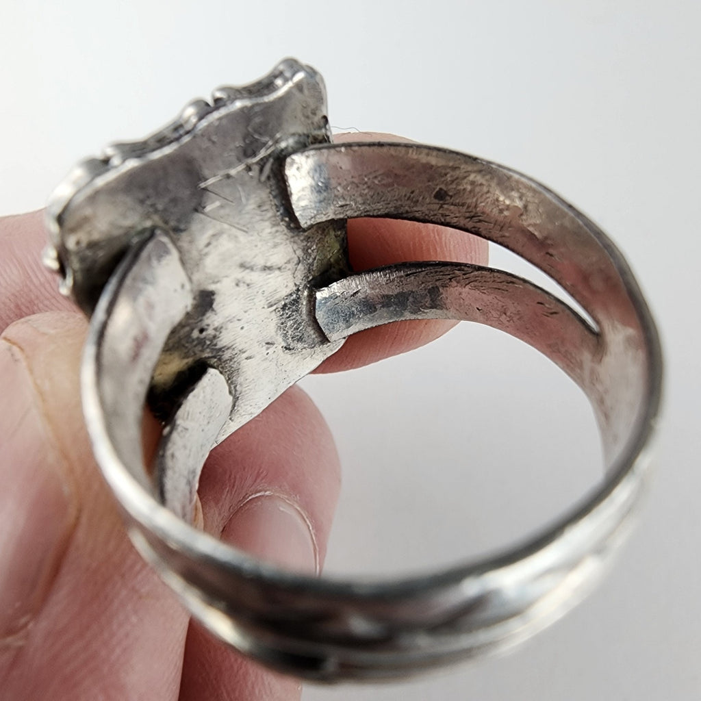 Old Pawn Moss Agate Ring Size 13 1/2 Sterling Silver 925 Native