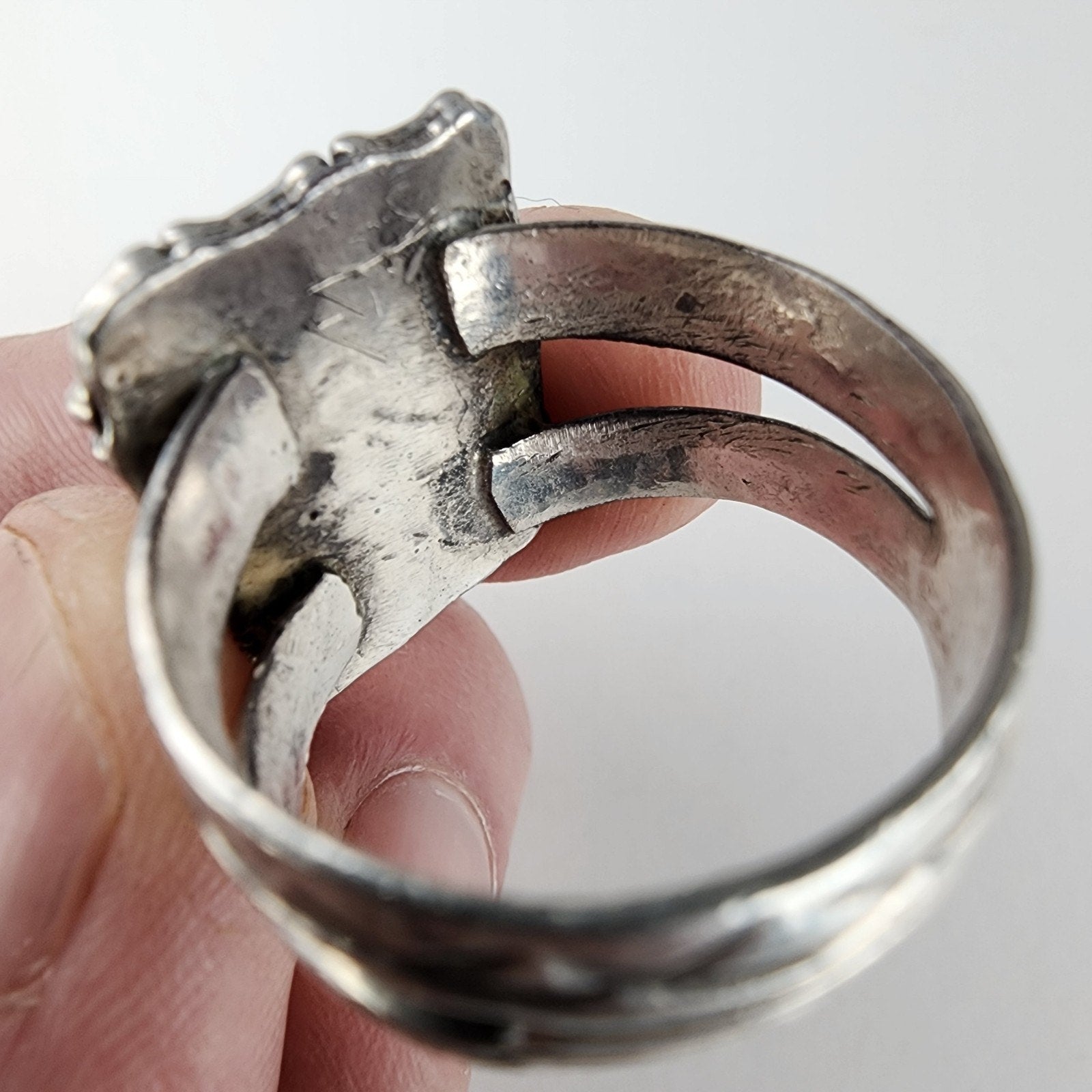 Old Pawn Moss Agate Ring Size 13 1/2 Sterling Silver 925 Native