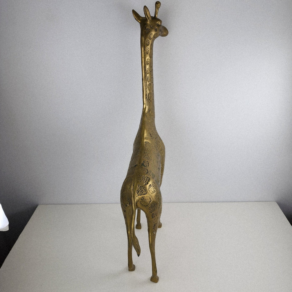 18" Brass Giraffe Animal Sculpture Midcentury MCM Stamped