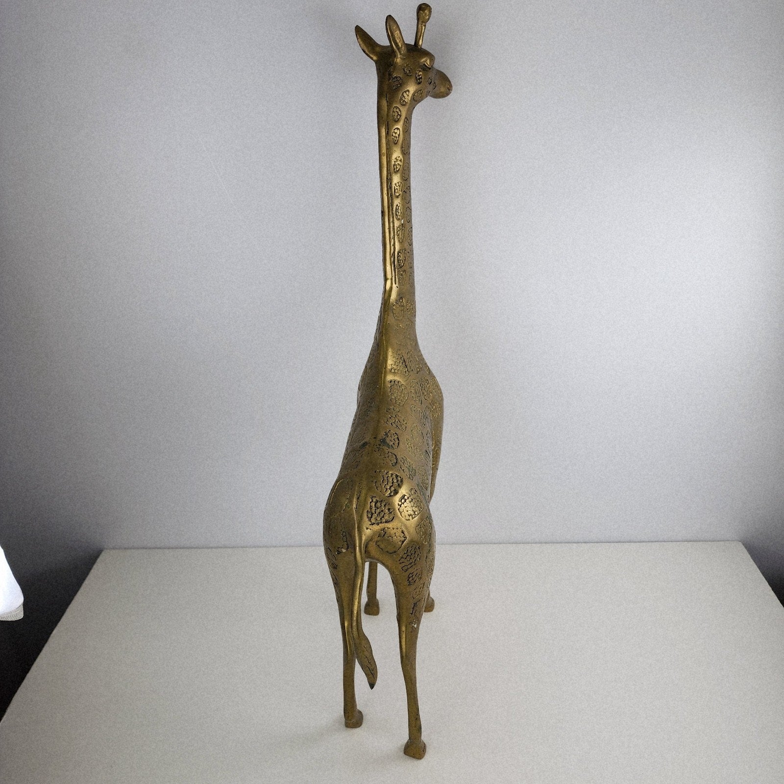 18" Brass Giraffe Animal Sculpture Midcentury MCM Stamped