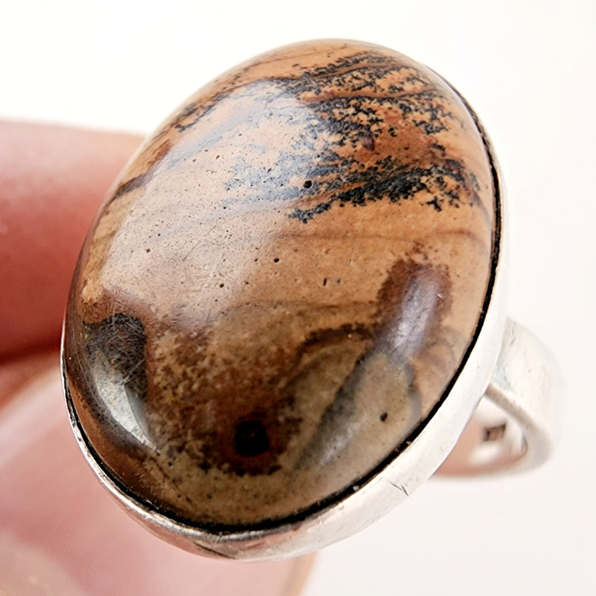 Picture Jasper Ring Size 7 Sterling Silver 925 Vintage Portrait Southwestern