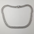 20" Moissanite 12mm Monaco Sterling Silver Tennis Necklace Iced Chain Cuban 76g