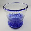 Hand Blown Blue and Clear Vase Art Glass Vessel