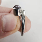 Vintage Amethyst Cabochon Birthstone Ring Size 5 1/2 in Sterling Silver 925