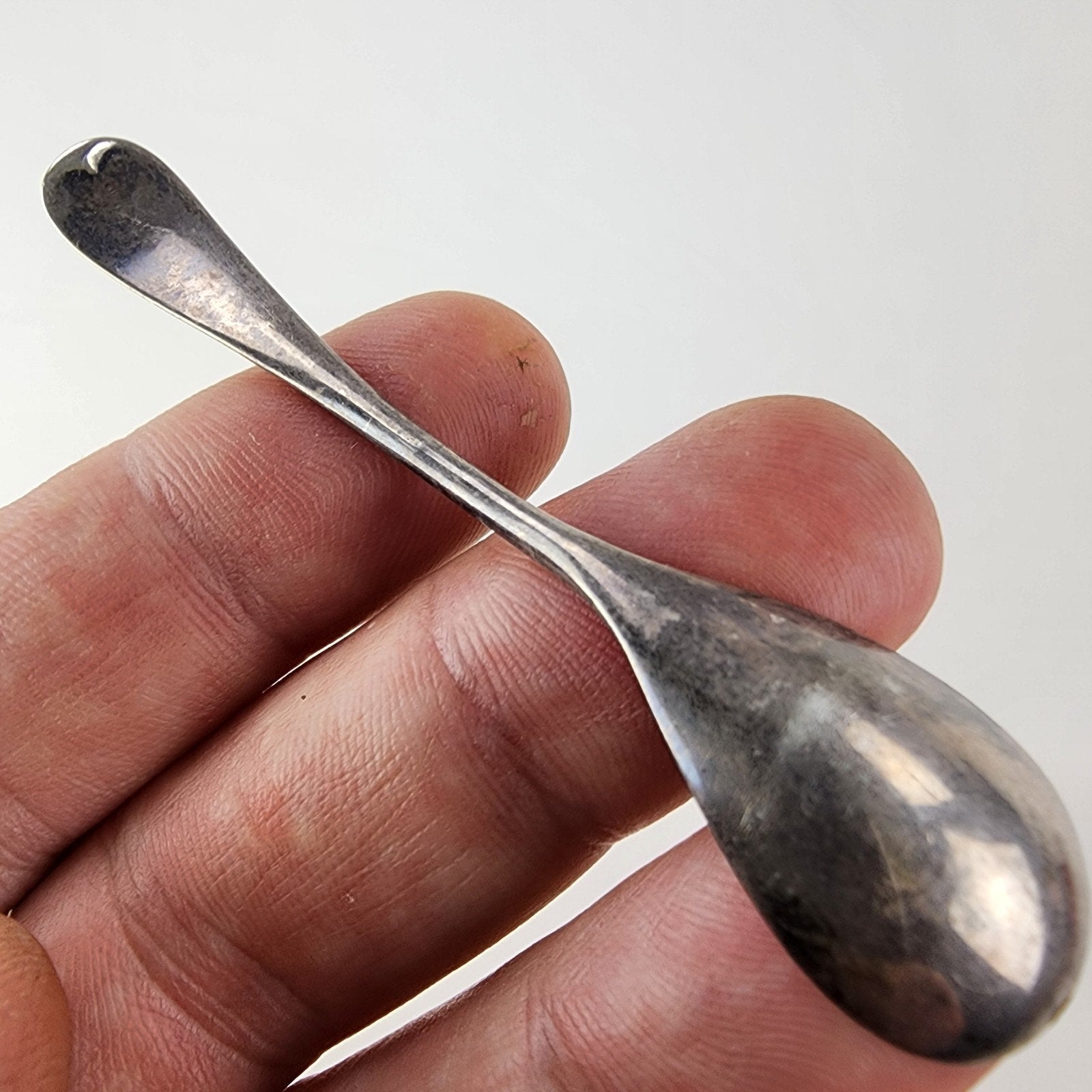 Fiddle Style Engraved M Salt Spoon Sterling Silver 925 Antique