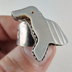 Native Mother of Pearl Bird Fetish Ring Size 9 1/2 Sterling Silver 925 Vintage