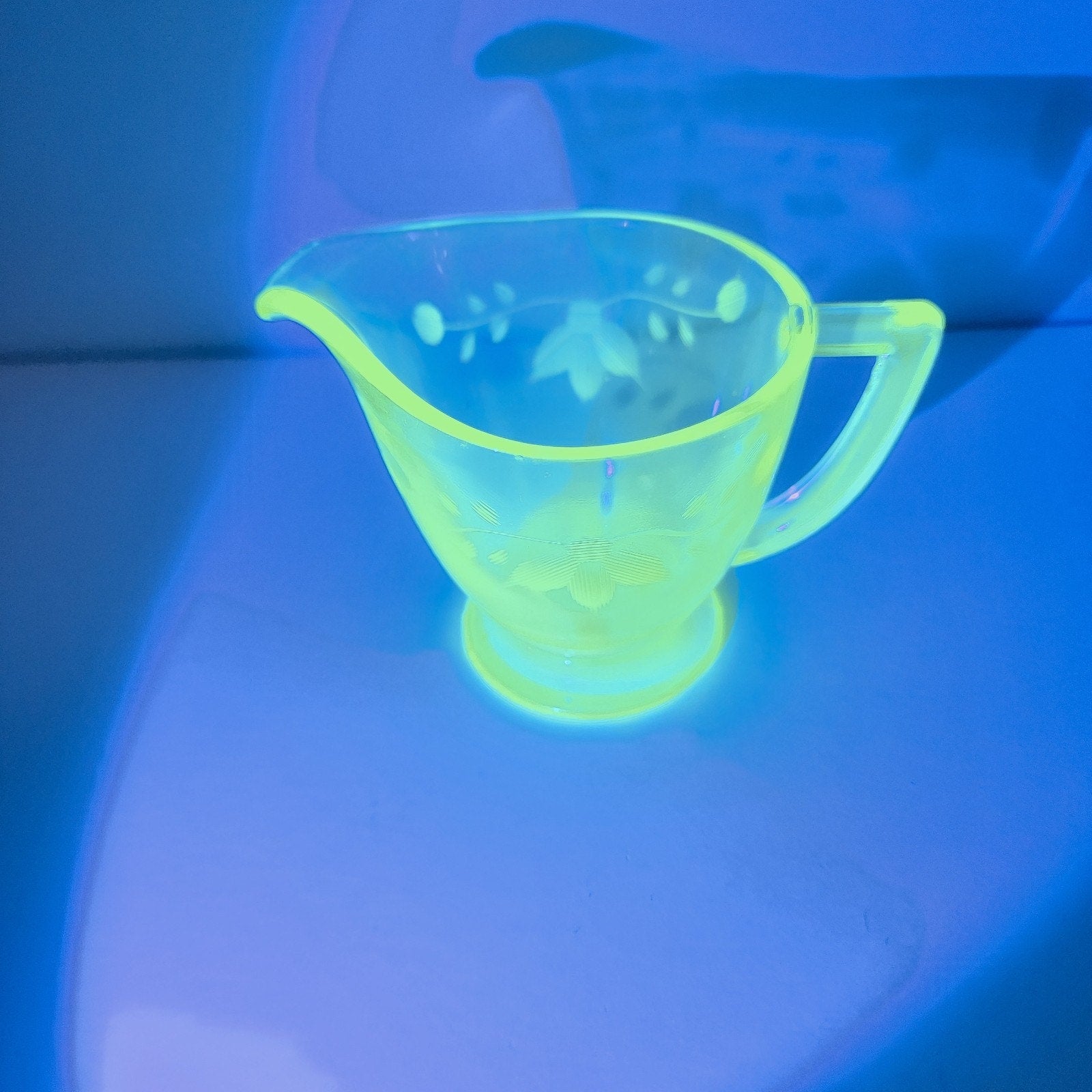 UV Uranium Glow Creamer by Greenburg Vintage Depression Glass