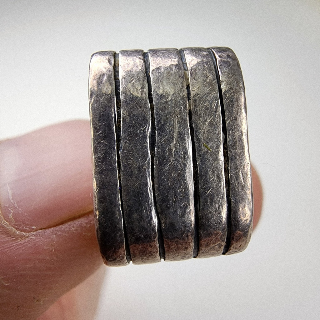 Modernist Square Band Ring Size 6 1/2 Sterling Silver 925 Vintage