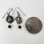 Beaded Dangle Shield Earrings Sterling Silver 925 Vintage