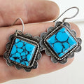 Spiderweb Turquoise Stamped Native Earrings Sterling Silver 925 Vintage