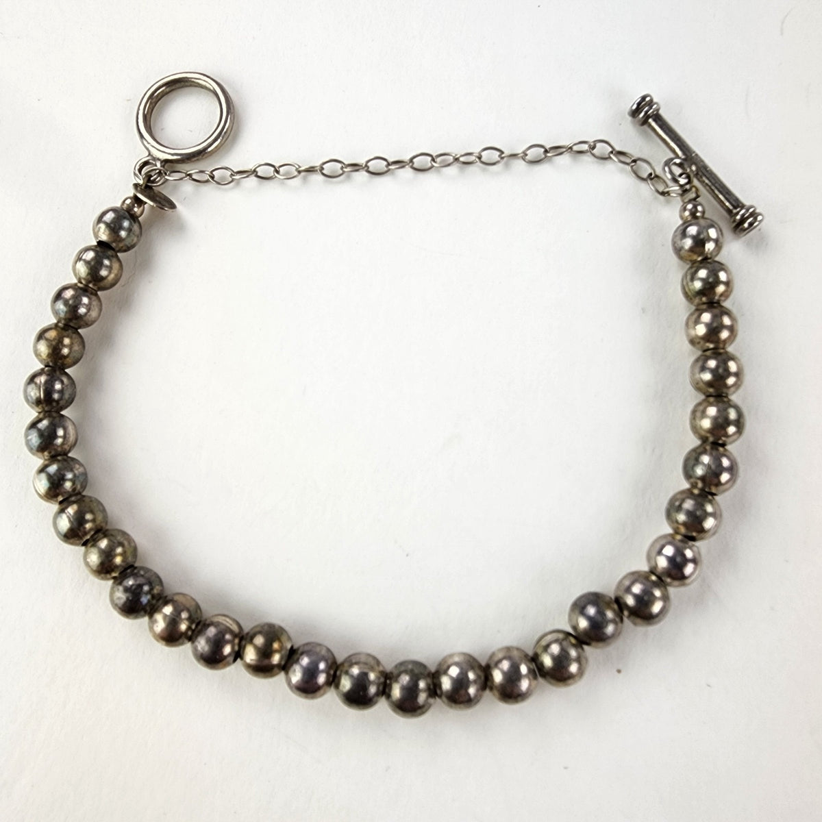 7 1/2" Silpada 6mm Ball Sterling Silver 925 Beaded Bracelet Vintage