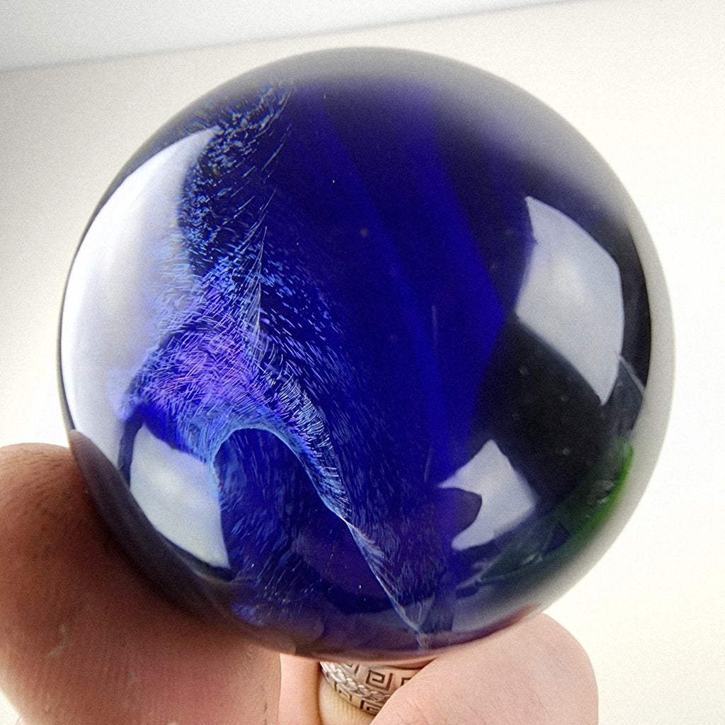 50mm Dichroic Blue Vortex Marble Borosilicate Handmade