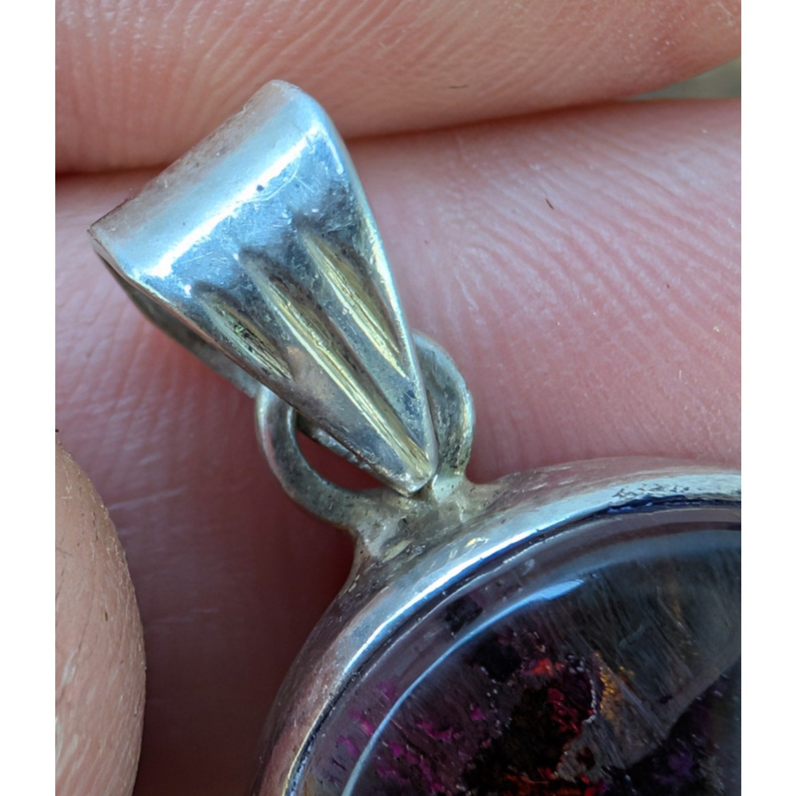 Vintage Purple Dichroic Glass Sterling Silver 925 Pendant