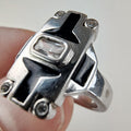 Art Deco Revival Sterling Silver 925 Cocktail Ring Size 7