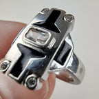 Art Deco Revival Sterling Silver 925 Cocktail Ring Size 7