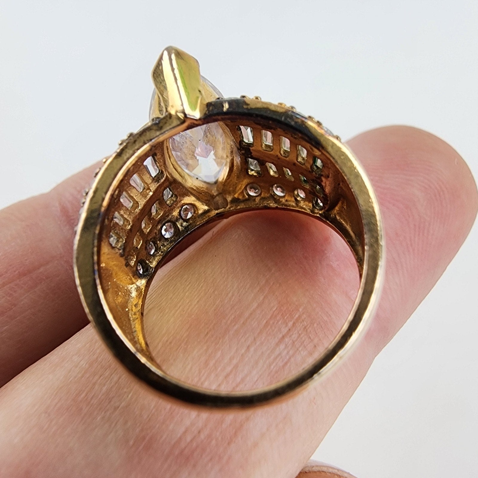 Marquise & Baguette CZ Cocktail Ring Size 6 Sterling Silver 925 Vintage