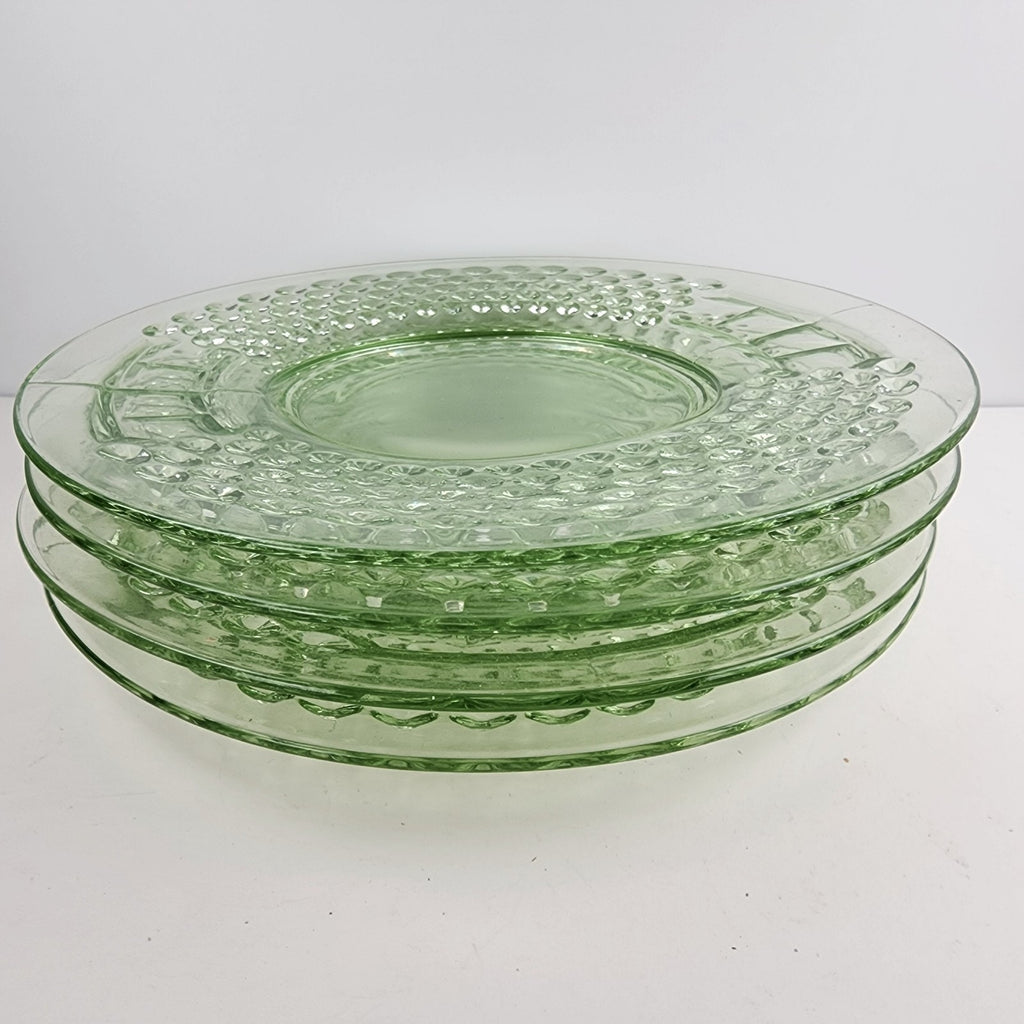 8" UV Uranium Green Glow Glass Plate by American Pioneer Set of 4