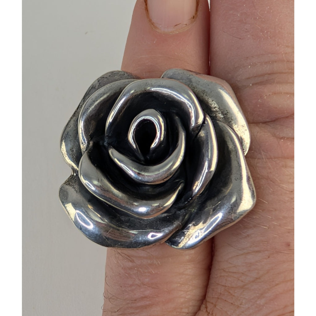 Electroform Flower Rose Sterling Silver 925 Designer Ring Size 7 1/4
