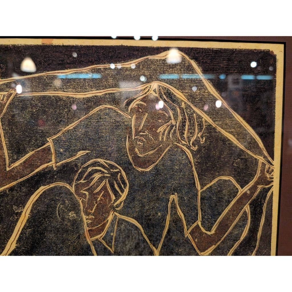 Refugee Woodblock Print Mother & Child by Stacie Smith-Rowe Framed Artist Proof