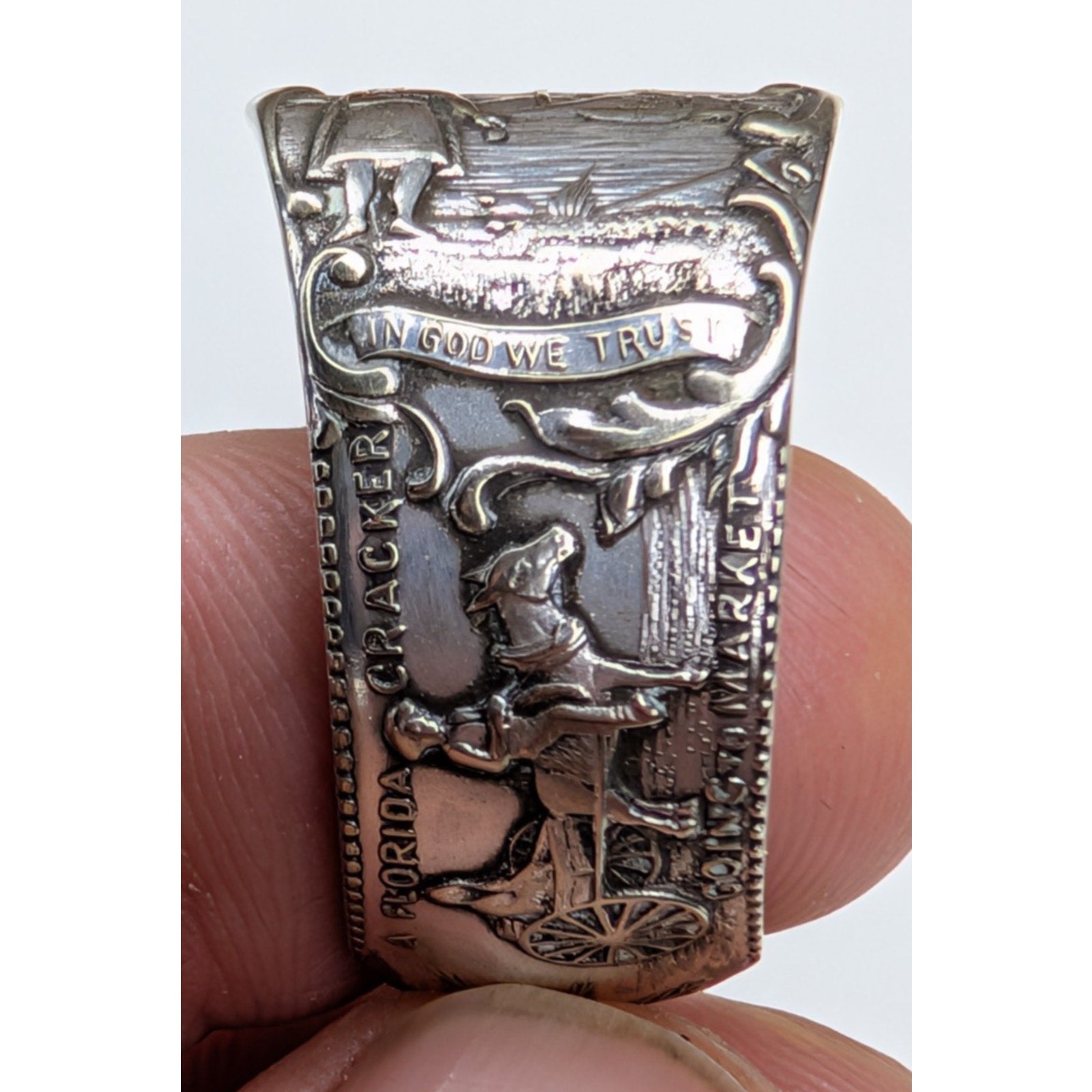 St Augustine Florida Souvenir Sterling Silver 925 Spoon Ring Size 13 1/2 Vintage