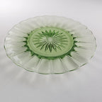 6" Heisey Ridge & Star Green Depression Glass Plate Set of 8