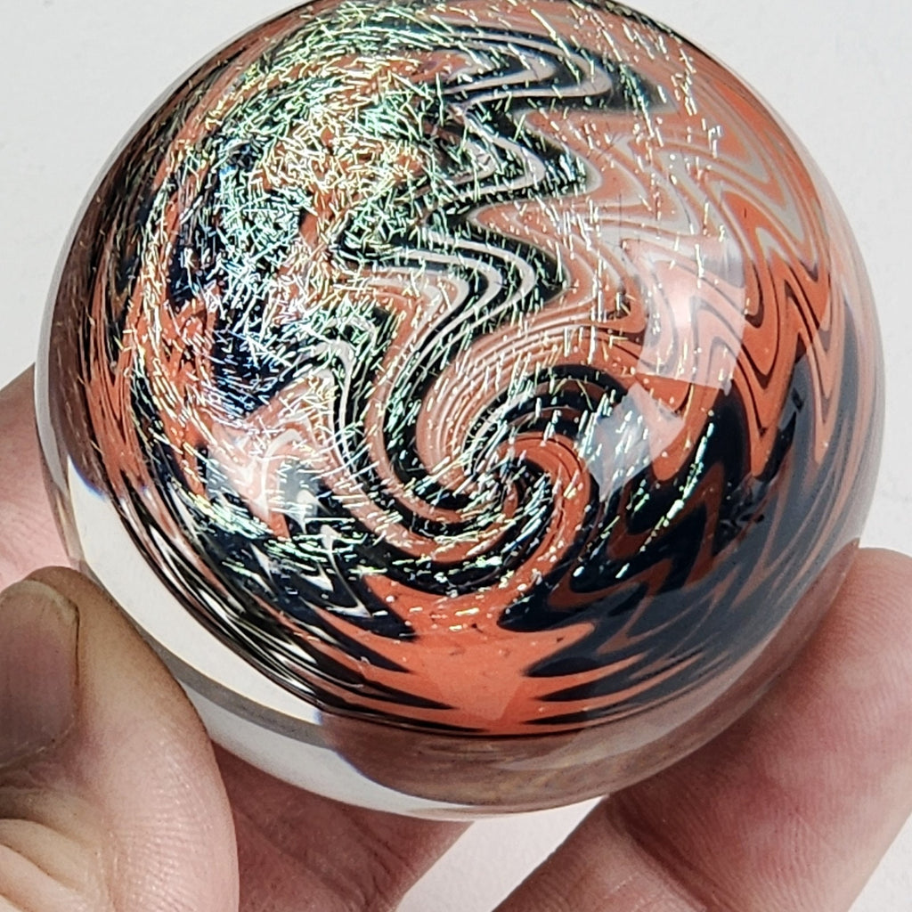 50mm Dichroic Wigwag Marble Borosilicate Glass Handblown Large 2" Size