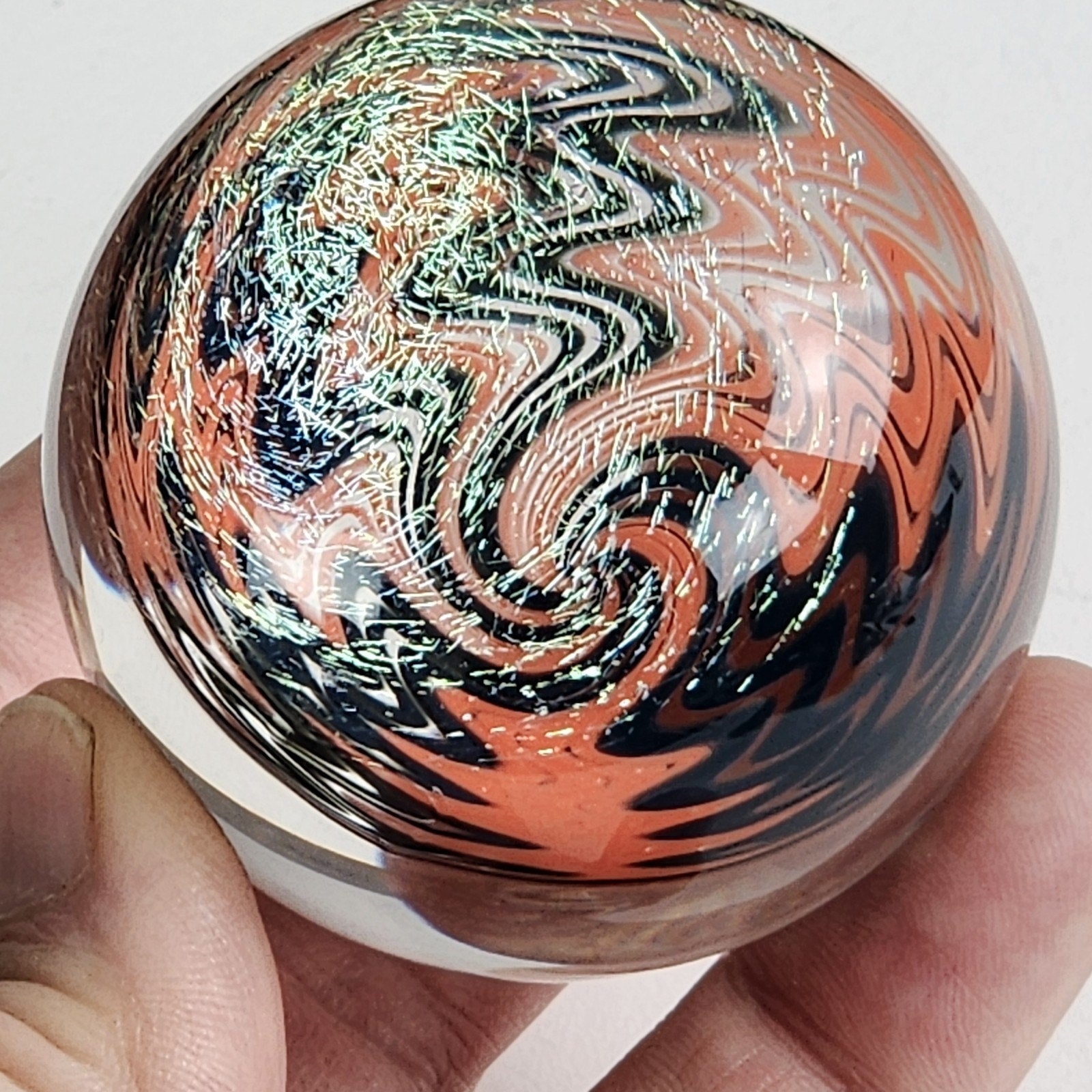 50mm Dichroic Wigwag Marble Borosilicate Glass Handblown Large 2" Size