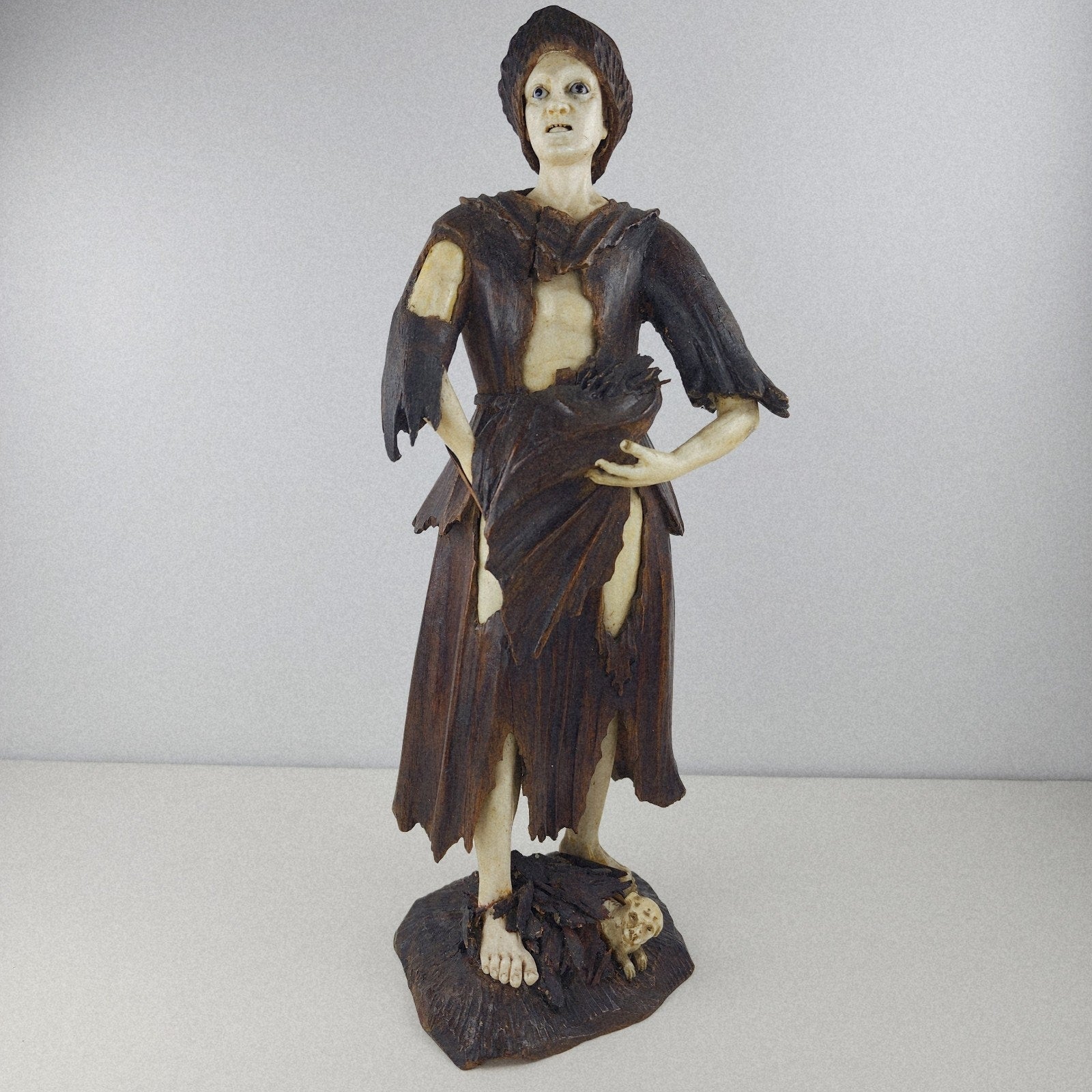 18th C Carved Wood Beggar Couple by Simon Troger or Follower Museum Quality