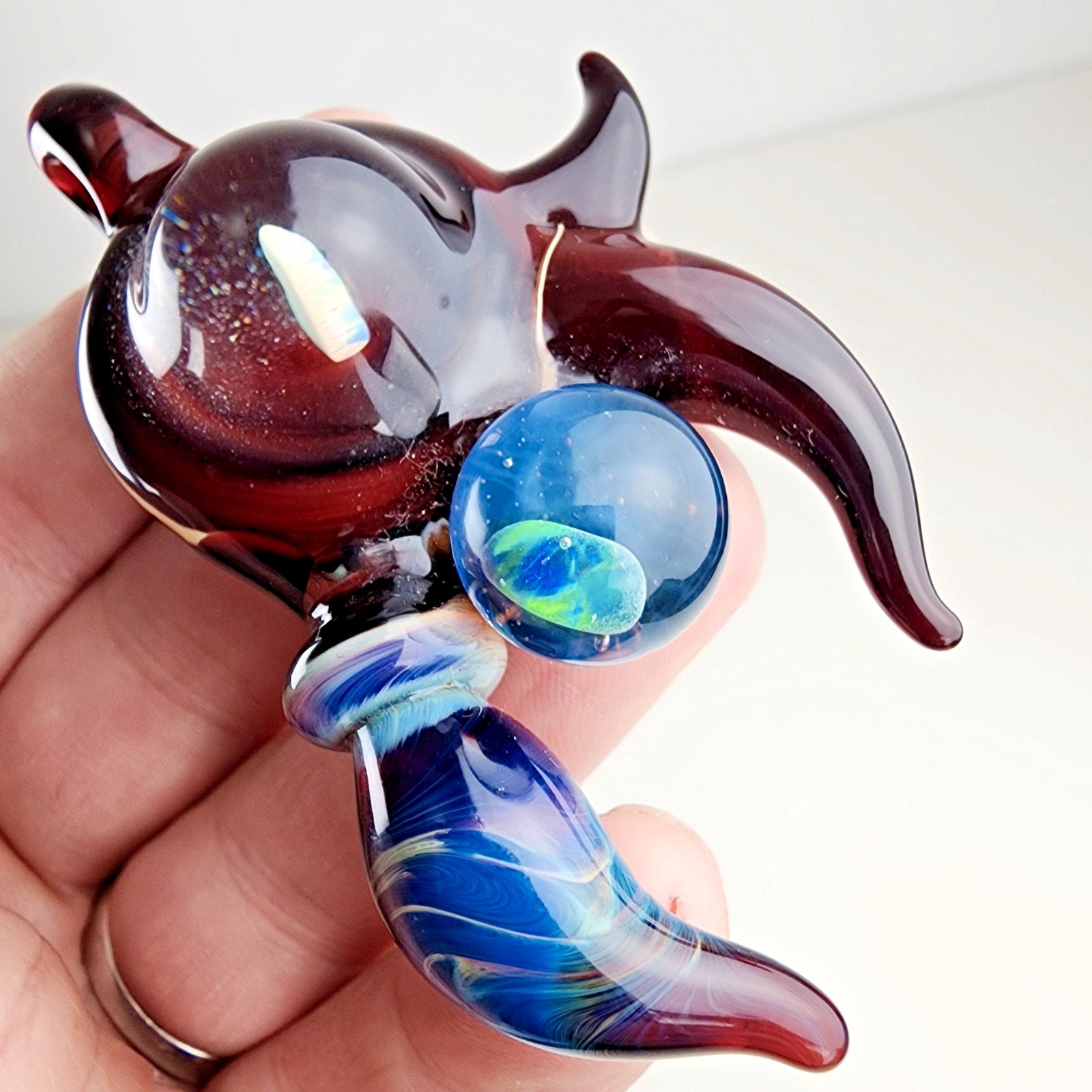 Doshworld Opal Amulet Pendant Boro Heady Glass Signed Dosh