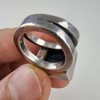 Bold Modernist Abalone Doublet Mexico Ring Size 6 1/4 Sterling Silver 925