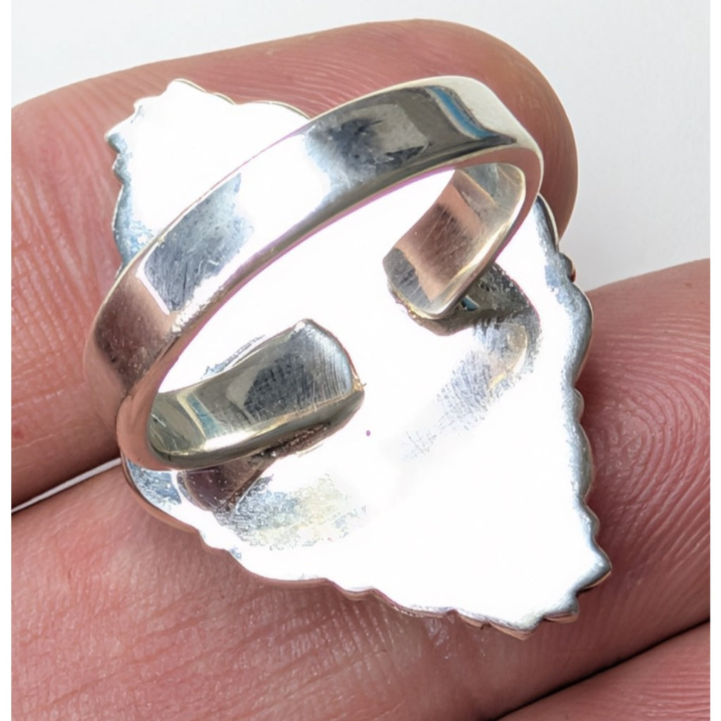 Southwestern Turquoise Stamped Sterling Silver 925 Adjustable Ring New