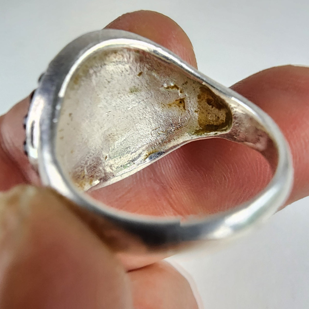 Vintage Sterling Silver 925 Cluster Cocktail Ring Size 7 1/2 Clear and Black