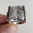 Vintage Emerald Cut Cocktail Ring Size 7 in Sterling Silver 925