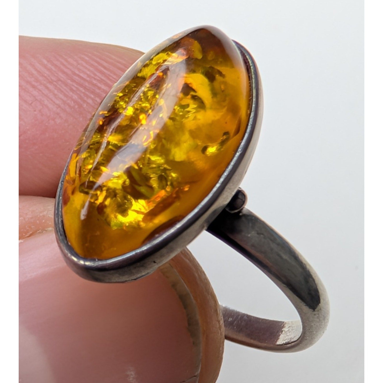 Baltic Amber Sterling Silver 925 Ring Size 5 3/4 Vintage