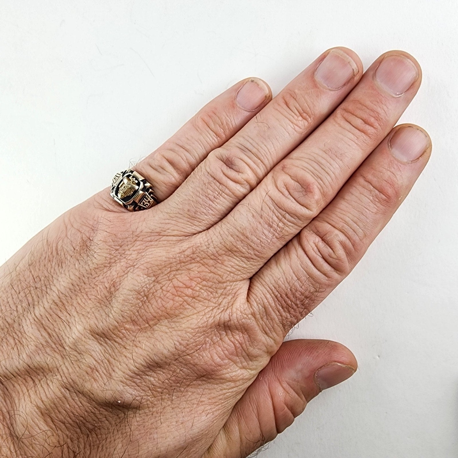 10K Yellow Gold & Sterling Silver 925 Monogrammed 1934 Class Ring Size 9 1/4