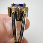 Sapphire Turkish Reversible Ring Size 6 Sterling Silver 925 Vintage