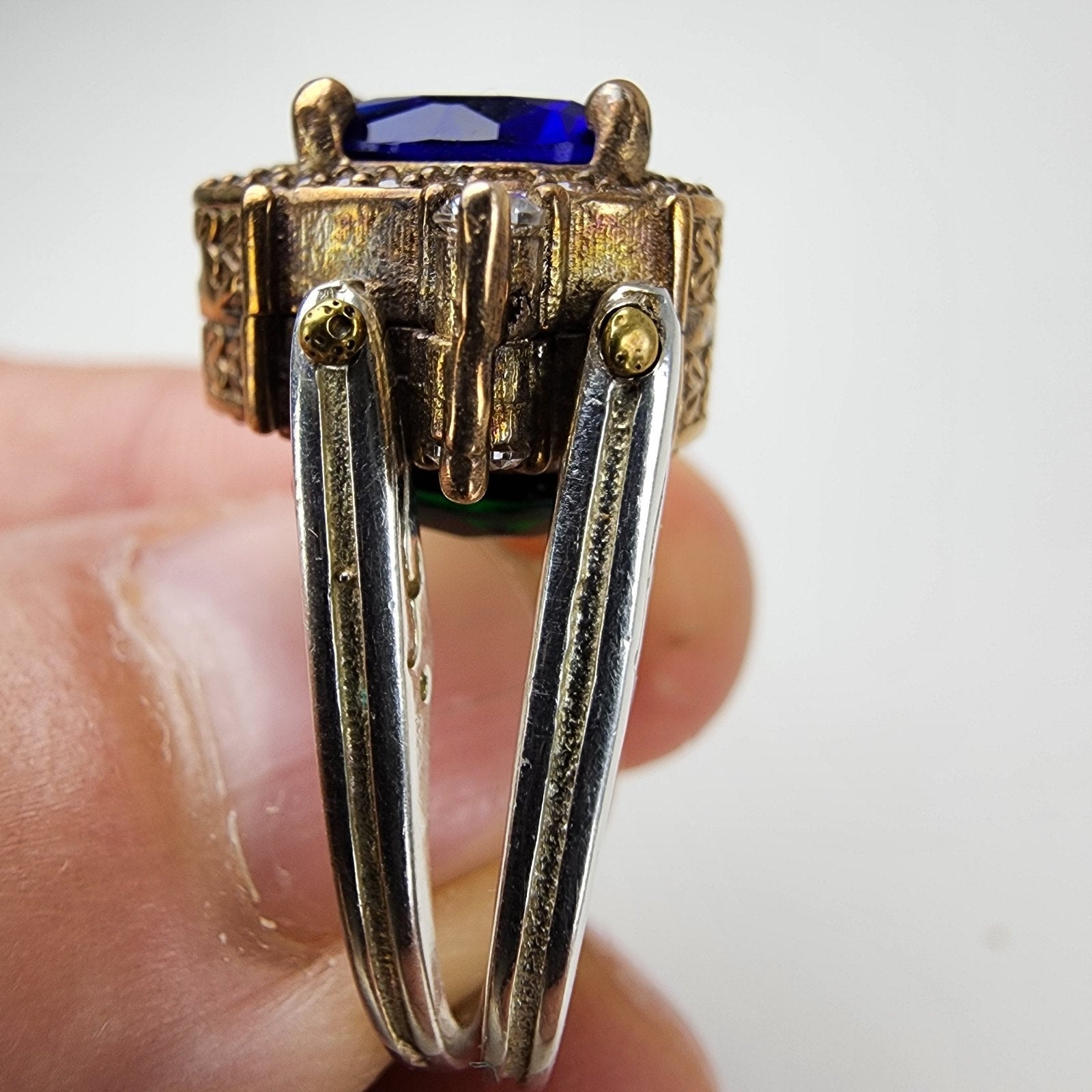 Sapphire Turkish Reversible Ring Size 6 Sterling Silver 925 Vintage