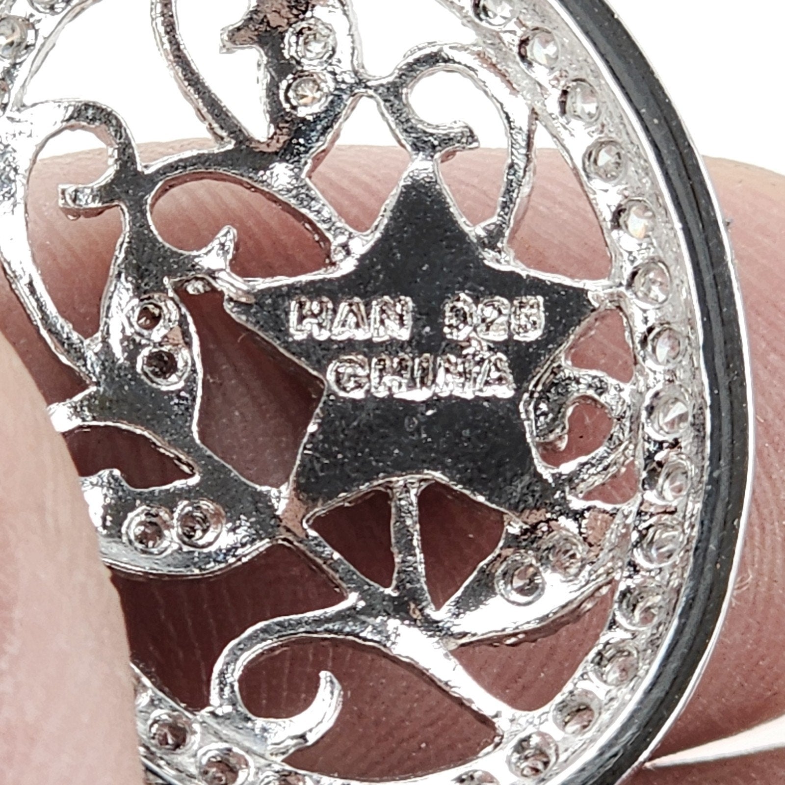 Diamond & Seed Pearl Pendant Sterling Silver 925 Vintage