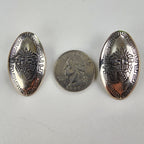 Peruvian Stamped Concho Earrings Sterling Silver 925 Vintage Greek Key Stamped